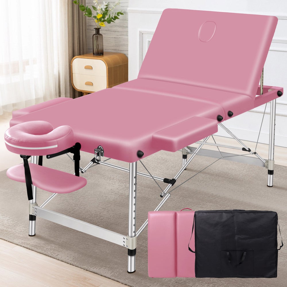 Alfordson Massage Table 3 Fold 85cm Portable Aluminium Waxing Bed Therapy