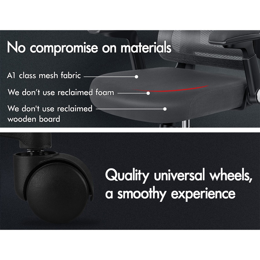 ALFORDSON Mesh Office Chair Ergonomic Computer Seat Black & Dark Grey