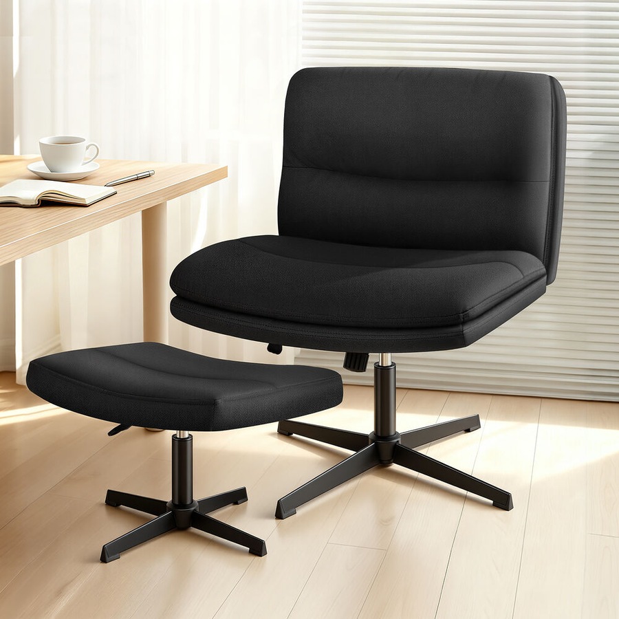 1 ALFORDSON Office Chair Ottoman Set Fabric Black