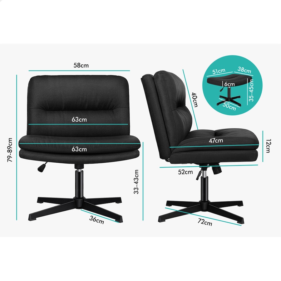 1 ALFORDSON Office Chair Ottoman Set Fabric Black