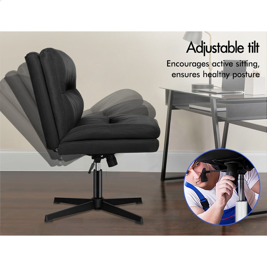 1 ALFORDSON Office Chair Ottoman Set Fabric Black