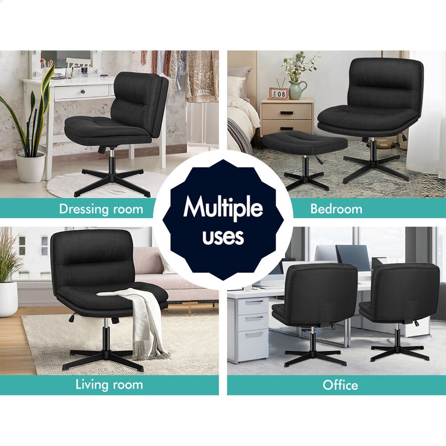 1 ALFORDSON Office Chair Ottoman Set Fabric Black