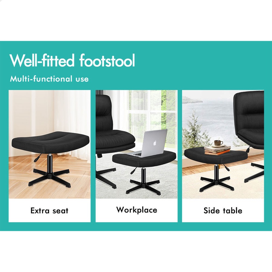 1 ALFORDSON Office Chair Ottoman Set Fabric Black