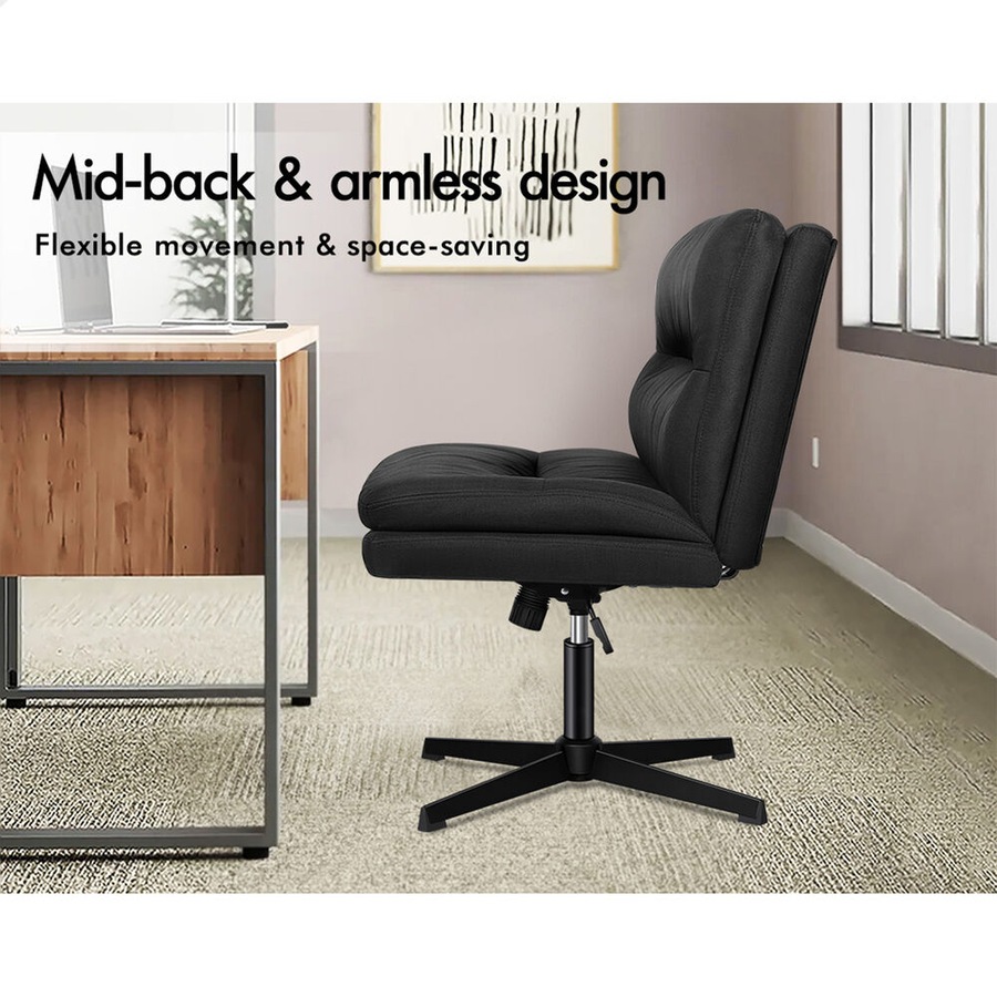 1 ALFORDSON Office Chair Ottoman Set Fabric Black