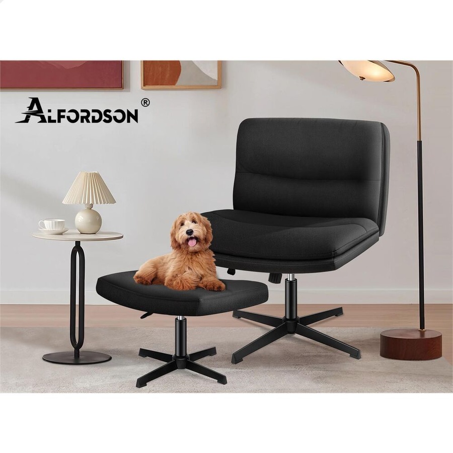 1 ALFORDSON Office Chair Ottoman Set Fabric Black