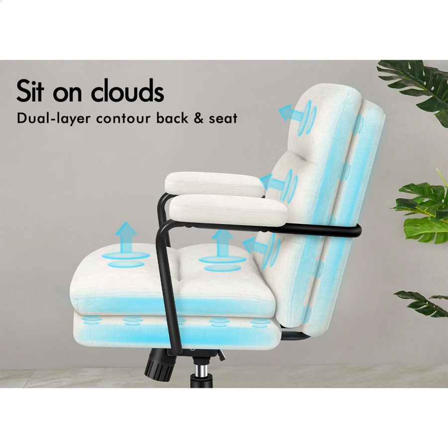 ALFORDSON Office Chair Ergonomic Executive Computer Work Seat Chenille Beige