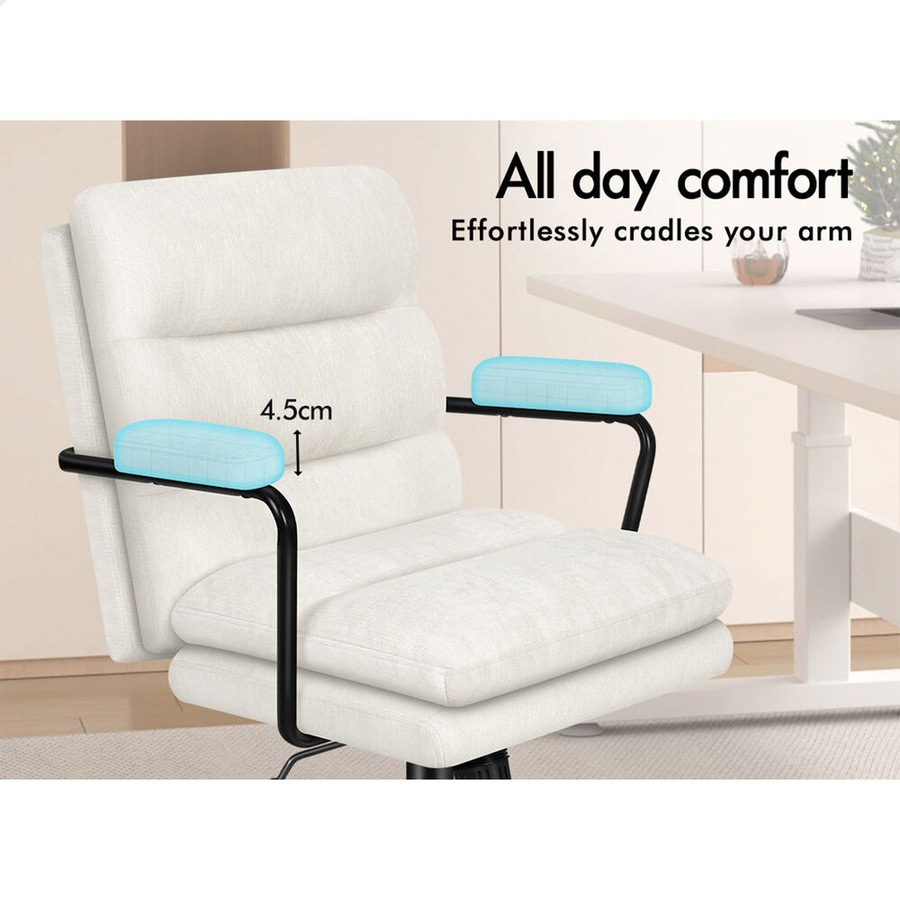 ALFORDSON Office Chair Ergonomic Executive Computer Work Seat Chenille Beige