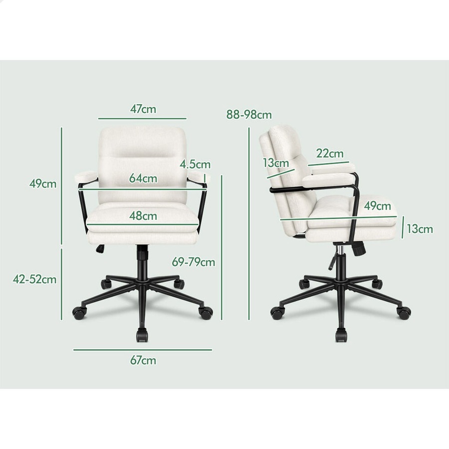 ALFORDSON Office Chair Ergonomic Executive Computer Work Seat Chenille Beige