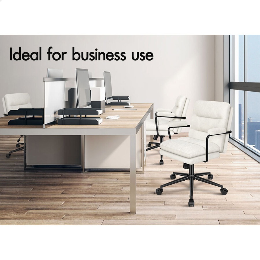 ALFORDSON Office Chair Ergonomic Executive Computer Work Seat Chenille Beige