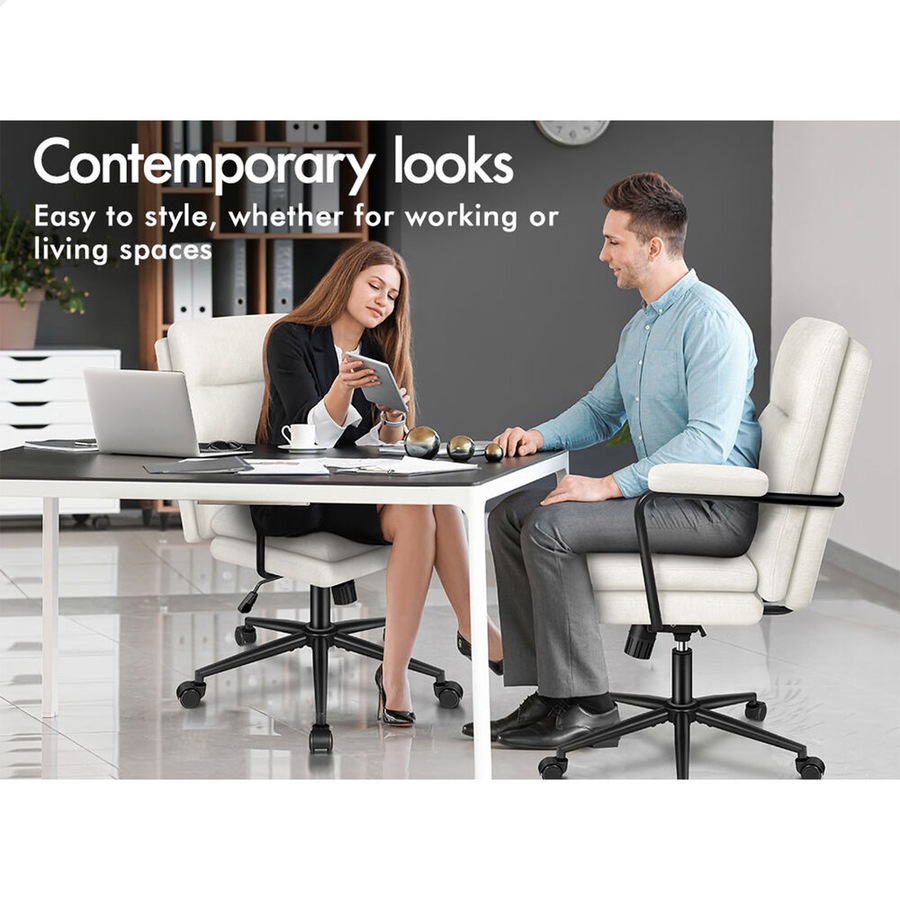 ALFORDSON Office Chair Ergonomic Executive Computer Work Seat Chenille Beige