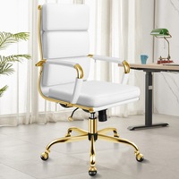 ALFORDSON Office Chair Ergonomic Paddings Gold Frame White - High Back