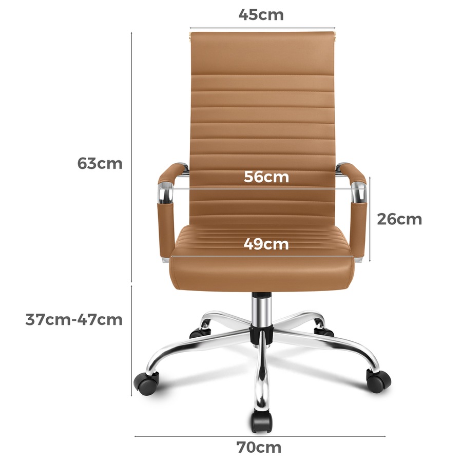 ALFORDSON Office Chair Padded Seat PU Leather Brown - High Back