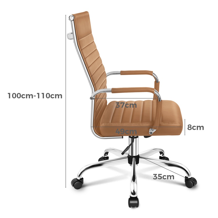 ALFORDSON Office Chair Padded Seat PU Leather Brown - High Back