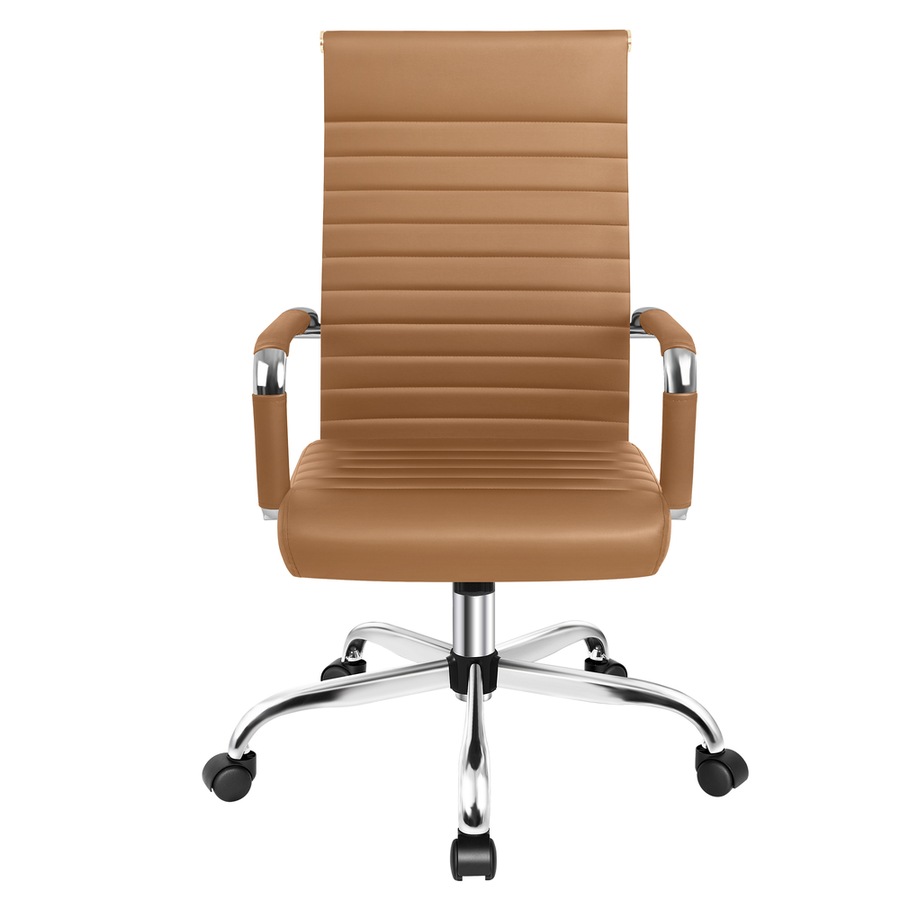 ALFORDSON Office Chair Padded Seat PU Leather Brown - High Back