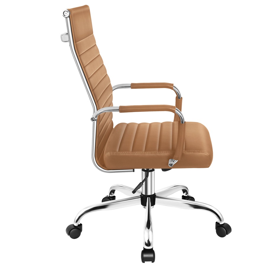 ALFORDSON Office Chair Padded Seat PU Leather Brown - High Back