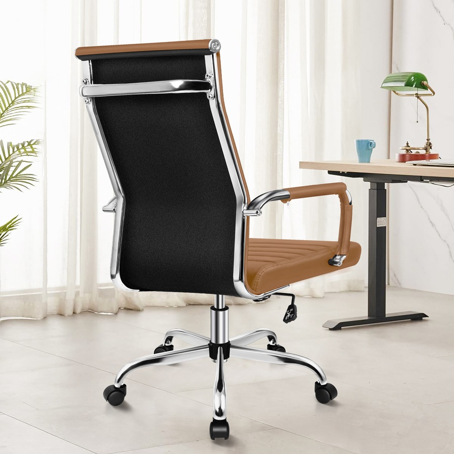 ALFORDSON Office Chair Padded Seat PU Leather Brown - High Back