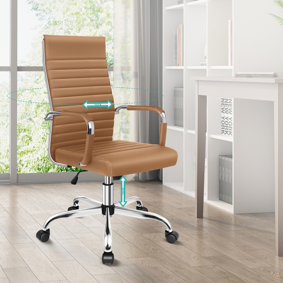 ALFORDSON Office Chair Padded Seat PU Leather Brown - High Back