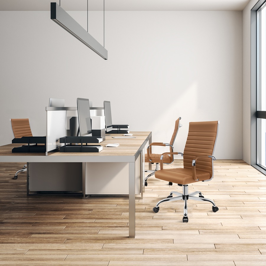 ALFORDSON Office Chair Padded Seat PU Leather Brown - High Back