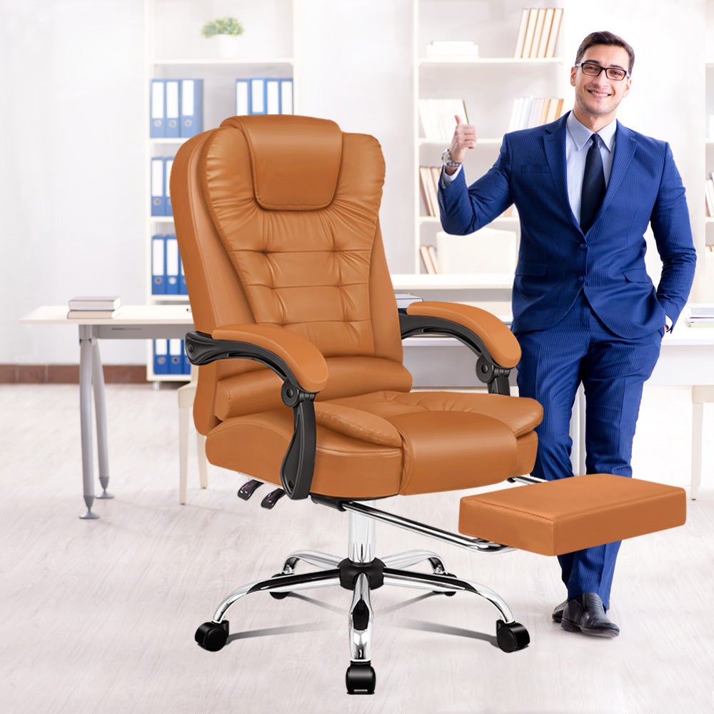 Alfordson Office Chair Gaming Executive Computer Racer Footrest PU Leather Seat 