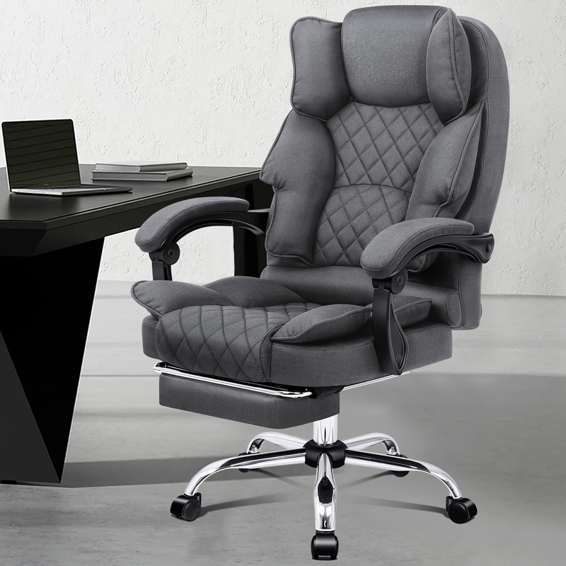 Buy ALFORDSON Office Chair Footrest Executive Fabric Grey MyDeal