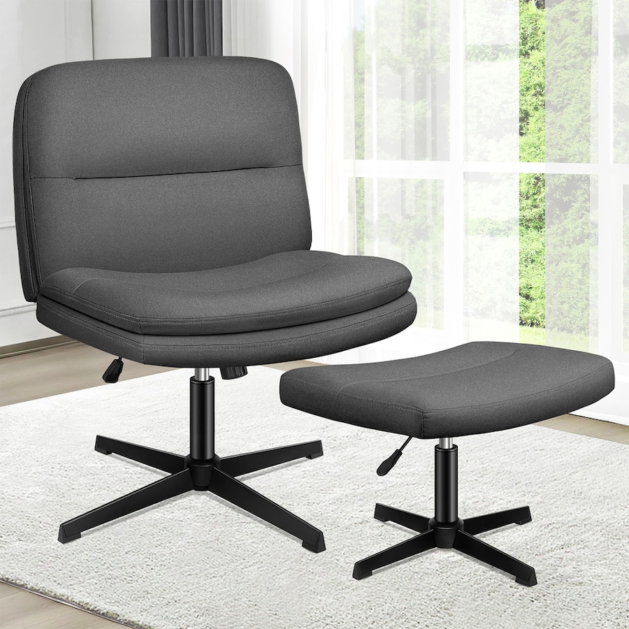 1 ALFORDSON Office Chair Ottoman Set Cross-legged Seat Grey