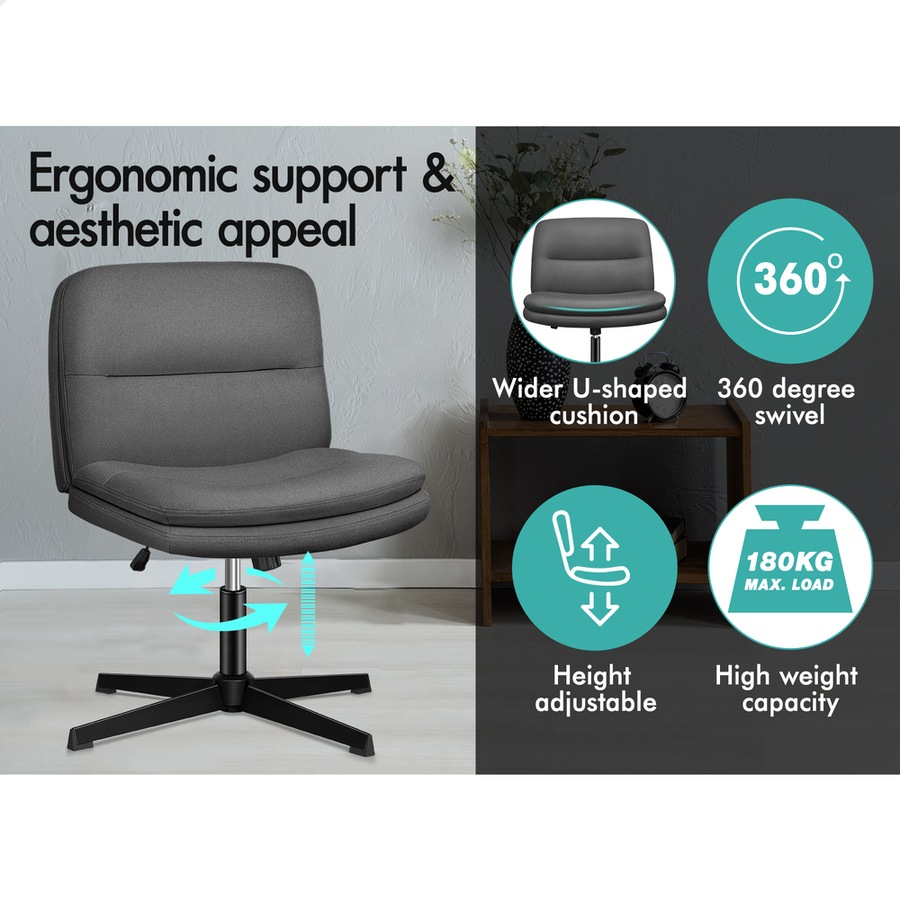 1 ALFORDSON Office Chair Ottoman Set Cross-legged Seat Grey