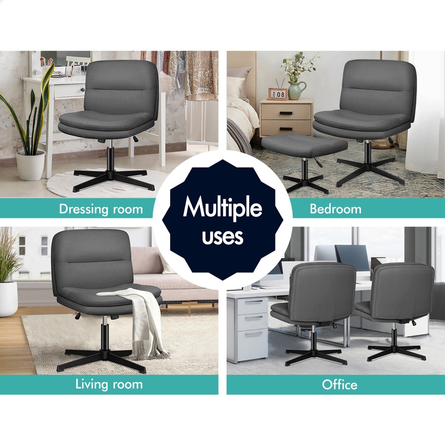 1 ALFORDSON Office Chair Ottoman Set Cross-legged Seat Grey