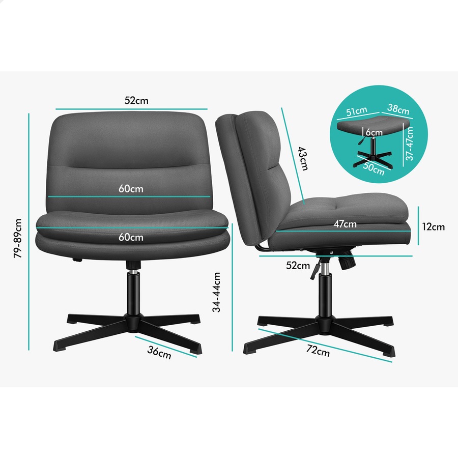 1 ALFORDSON Office Chair Ottoman Set Cross-legged Seat Grey