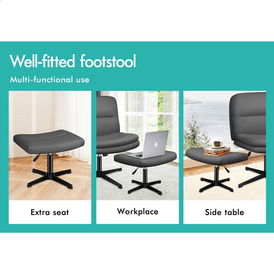 1 ALFORDSON Office Chair Ottoman Set Cross-legged Seat Grey