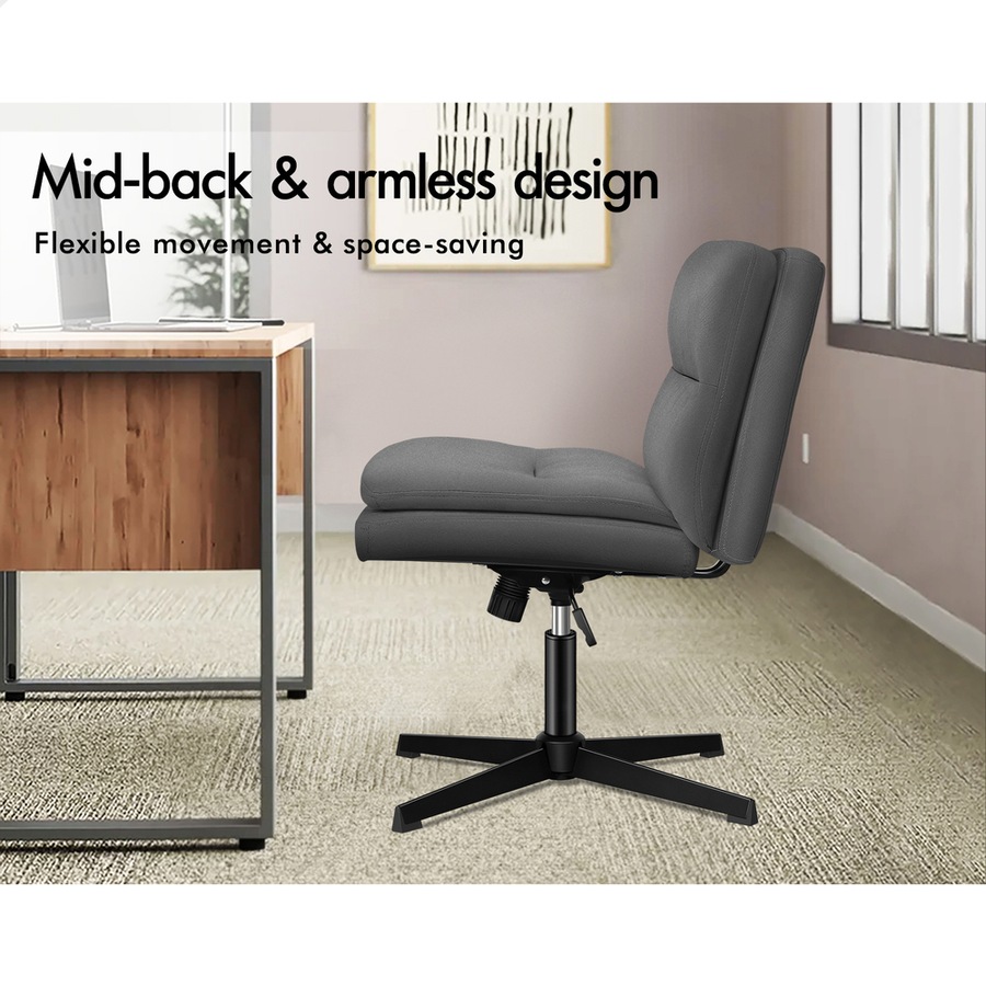 1 ALFORDSON Office Chair Ottoman Set Cross-legged Seat Grey