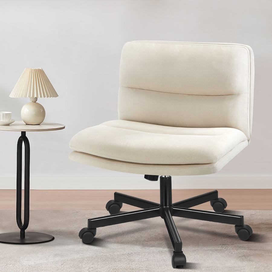 ALFORDSON Office Desk Chair Armless Ergonomic Fabric Beige