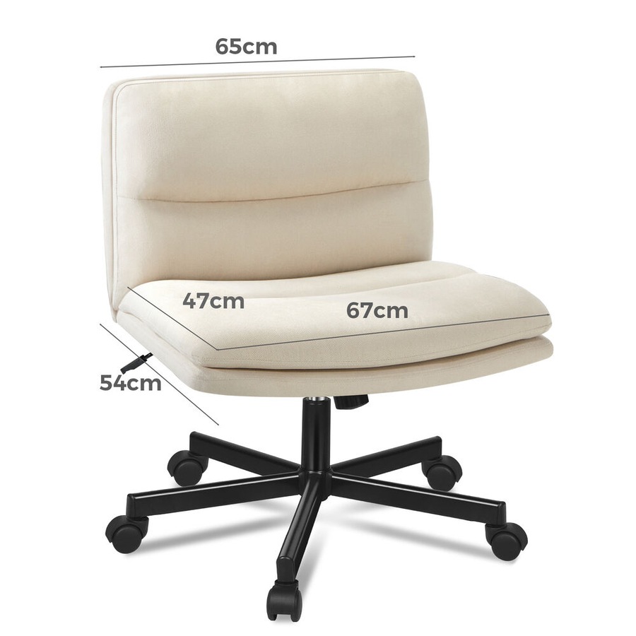 ALFORDSON Office Desk Chair Armless Ergonomic Fabric Beige