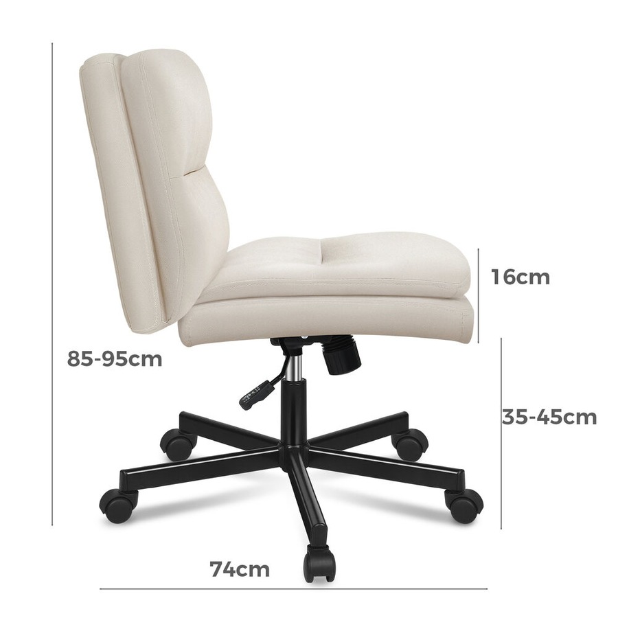 ALFORDSON Office Desk Chair Armless Ergonomic Fabric Beige