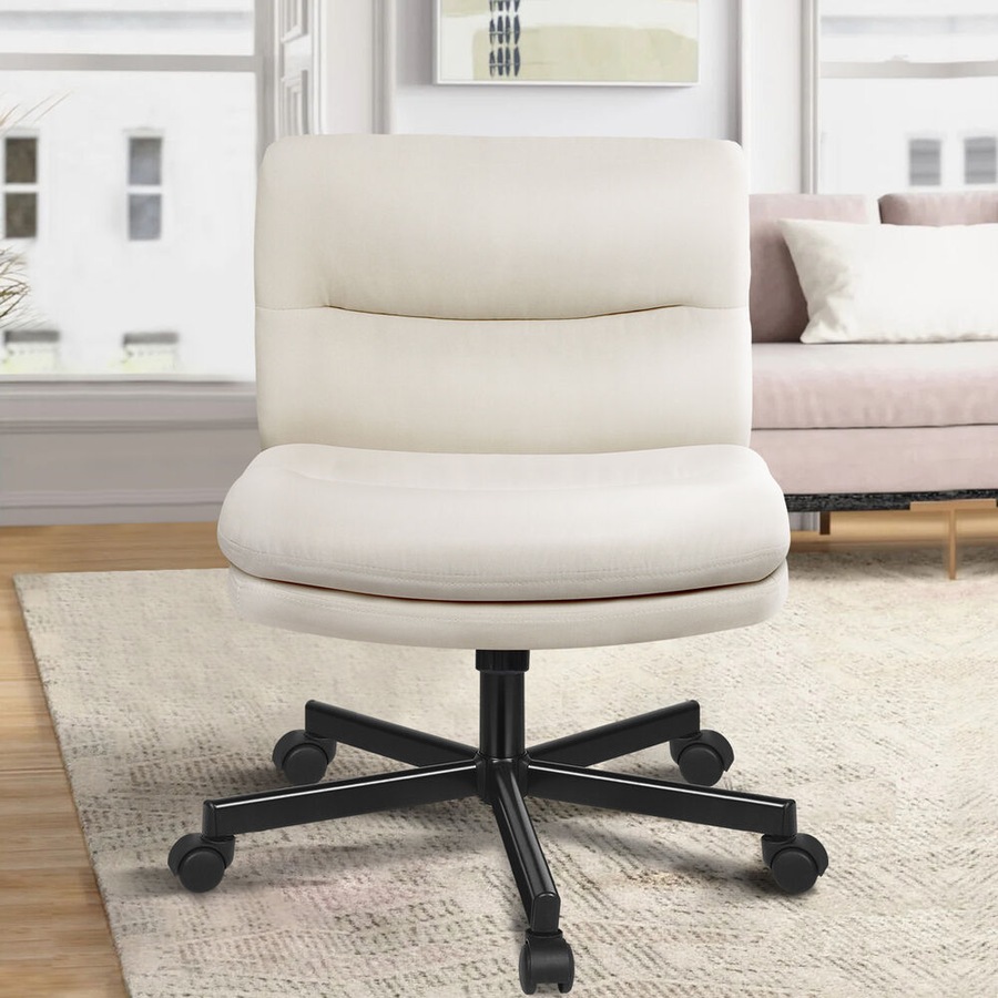 ALFORDSON Office Desk Chair Armless Ergonomic Fabric Beige