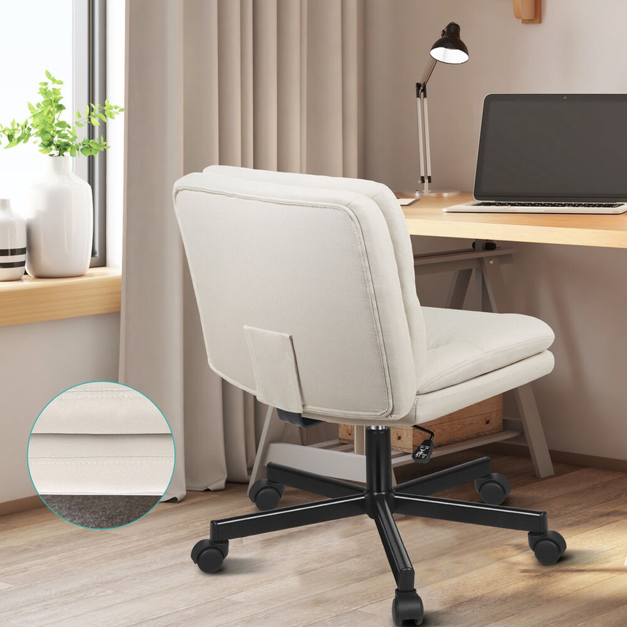 ALFORDSON Office Desk Chair Armless Ergonomic Fabric Beige