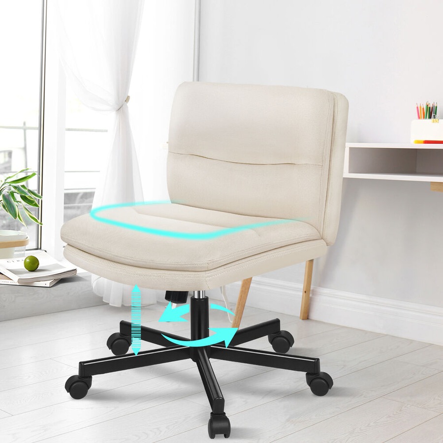 ALFORDSON Office Desk Chair Armless Ergonomic Fabric Beige