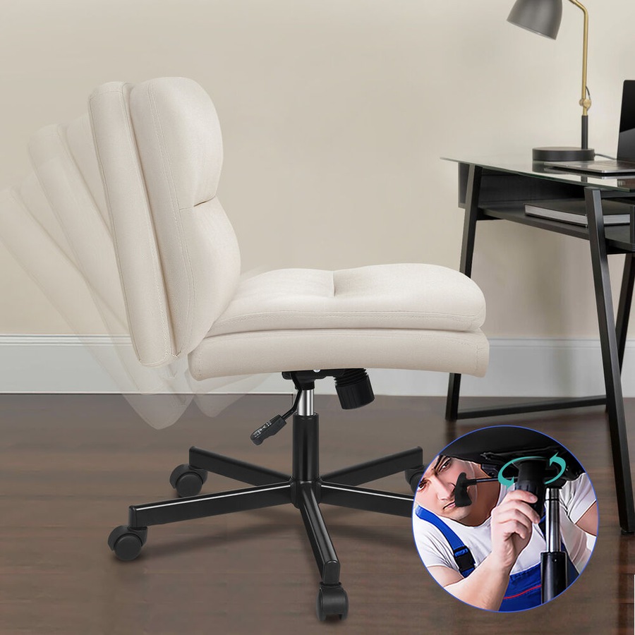 ALFORDSON Office Desk Chair Armless Ergonomic Fabric Beige