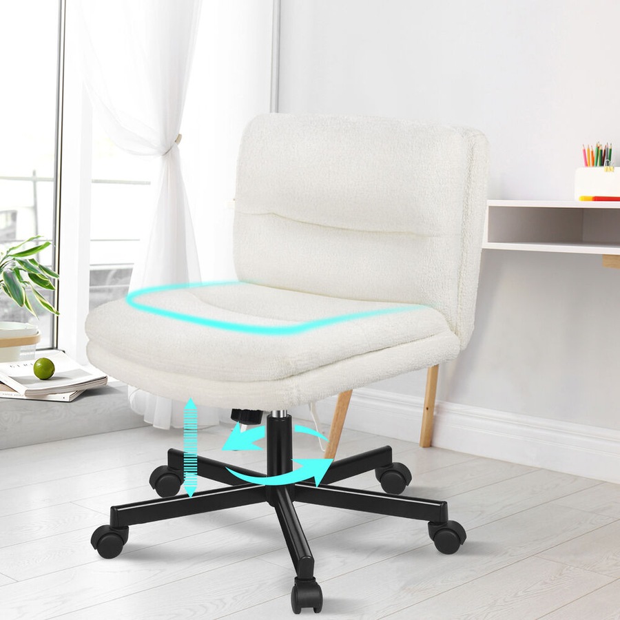 ALFORDSON Office Desk Chair Armless Ergonomic Fabric Boucle White