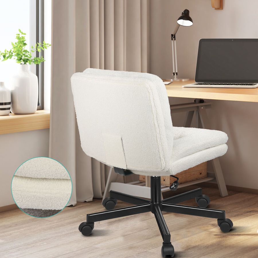 ALFORDSON Office Desk Chair Armless Ergonomic Fabric Boucle White