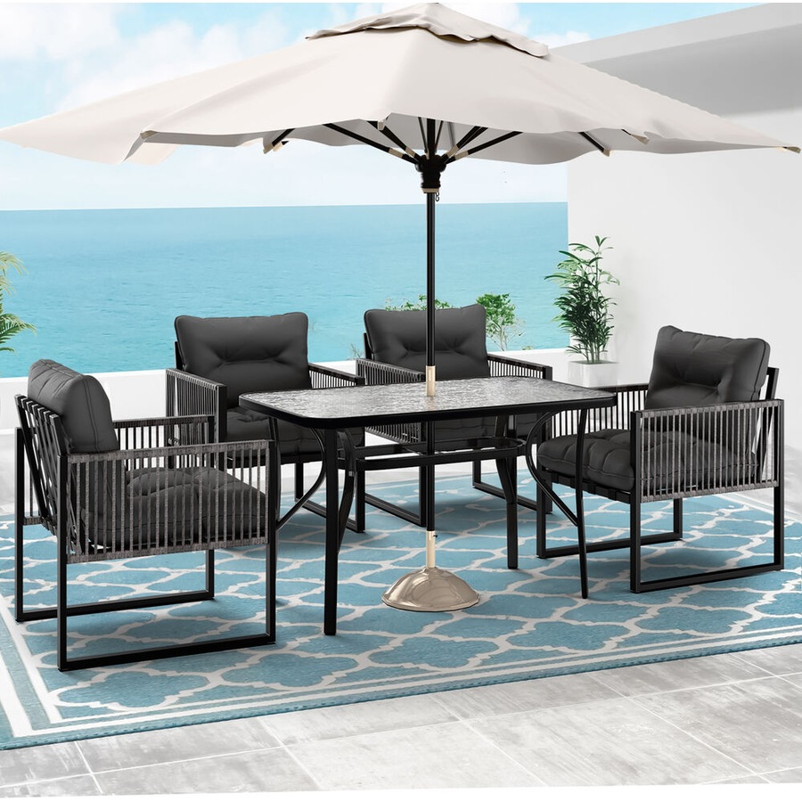 ALFORDSON Outdoor Dining Table Chairs Set Glass Patio Furniture