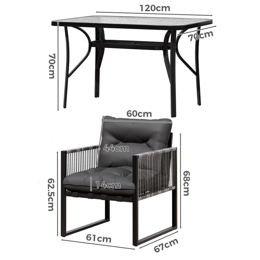 ALFORDSON Outdoor Dining Table Chairs Set Glass Patio Furniture