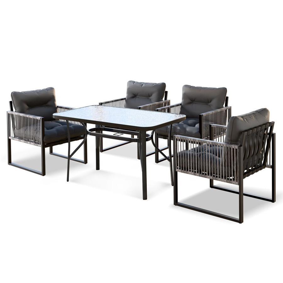 ALFORDSON Outdoor Dining Table Chairs Set Glass Patio Furniture