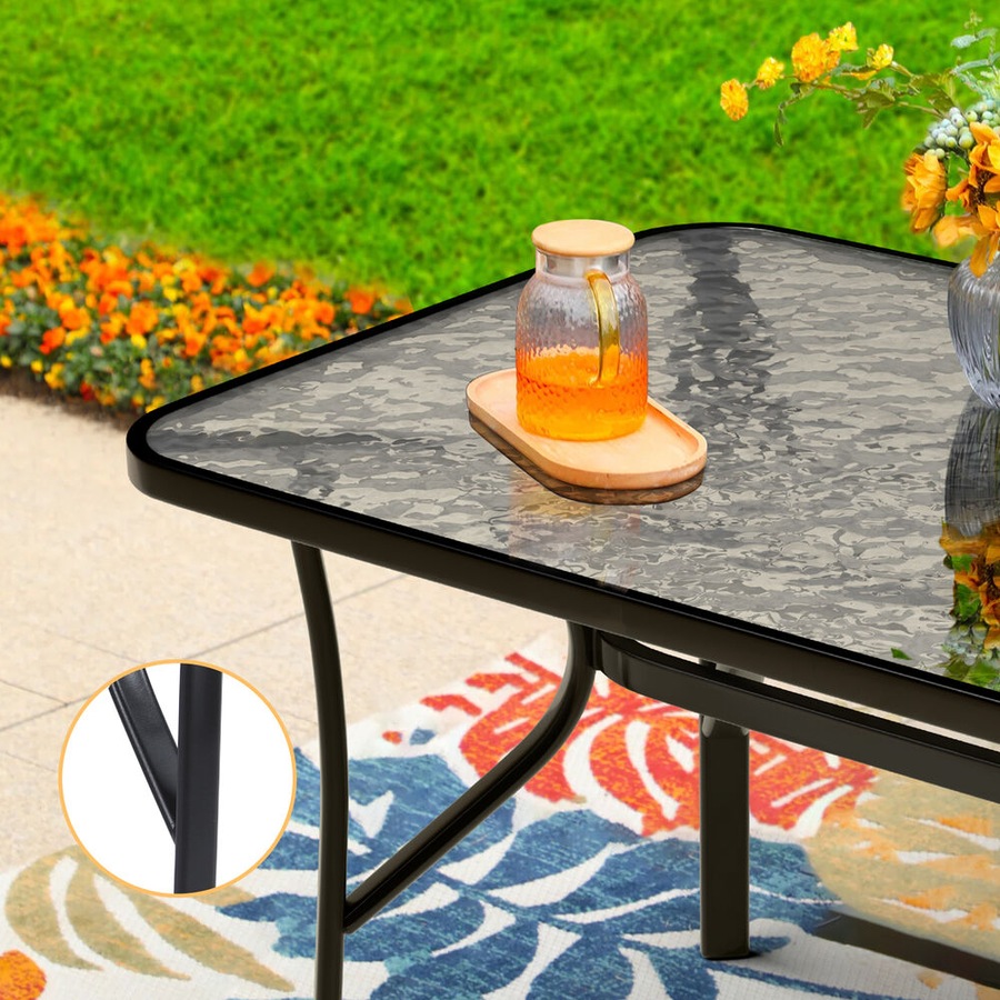 ALFORDSON Outdoor Dining Table Chairs Set Glass Patio Furniture