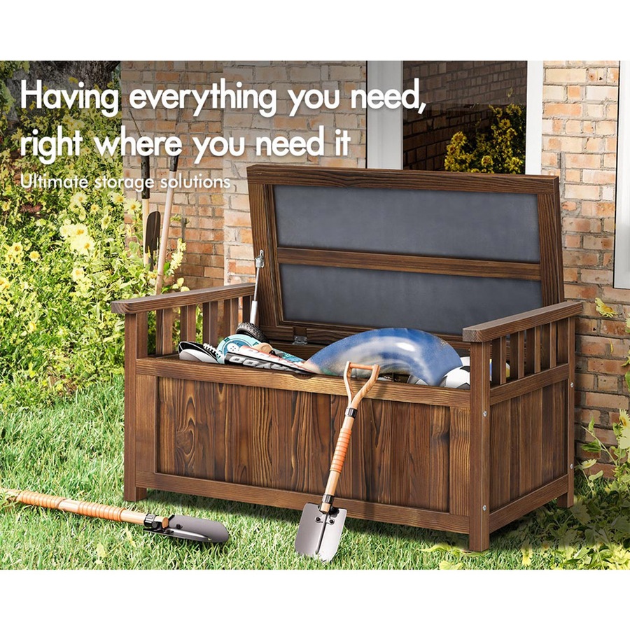 ALFORDSON Outdoor Storage Box 160L Wooden Garden Bench Chest Tool Sheds Charcoal L