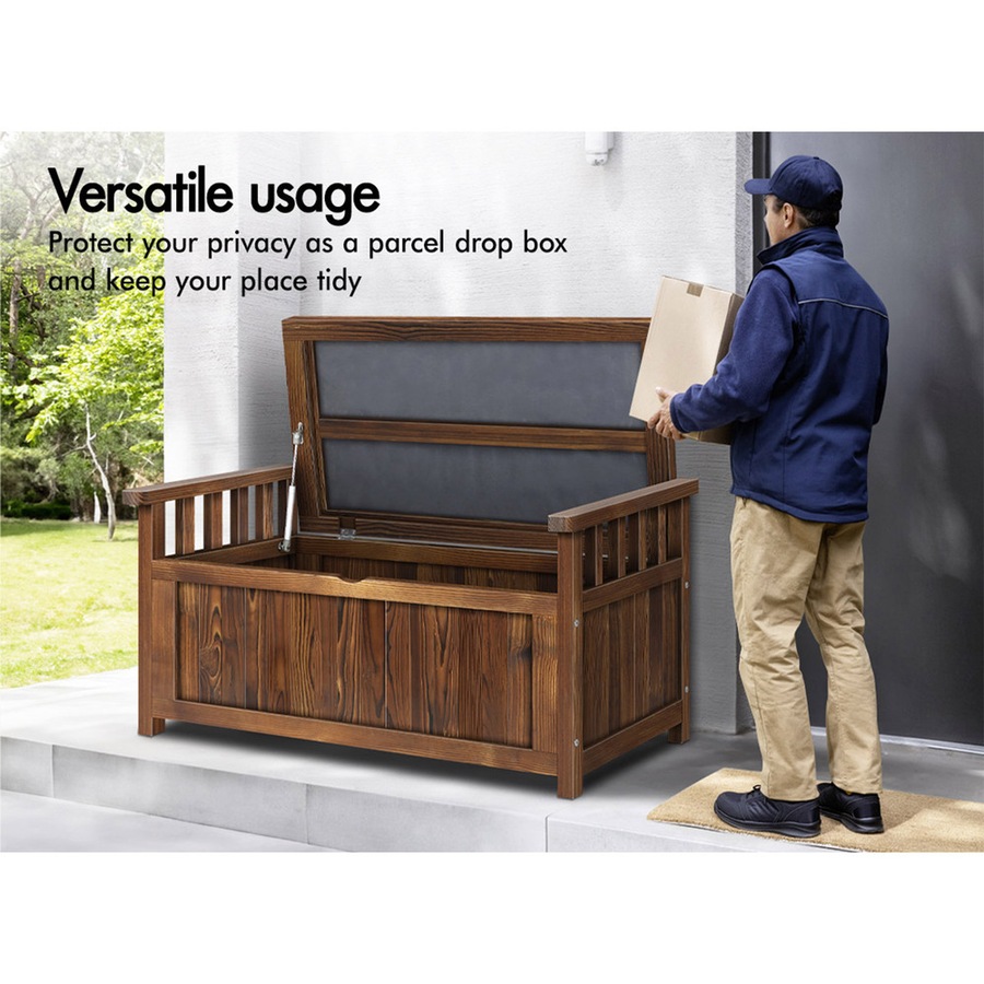 ALFORDSON Outdoor Storage Box 160L Wooden Garden Bench Chest Tool Sheds Charcoal L