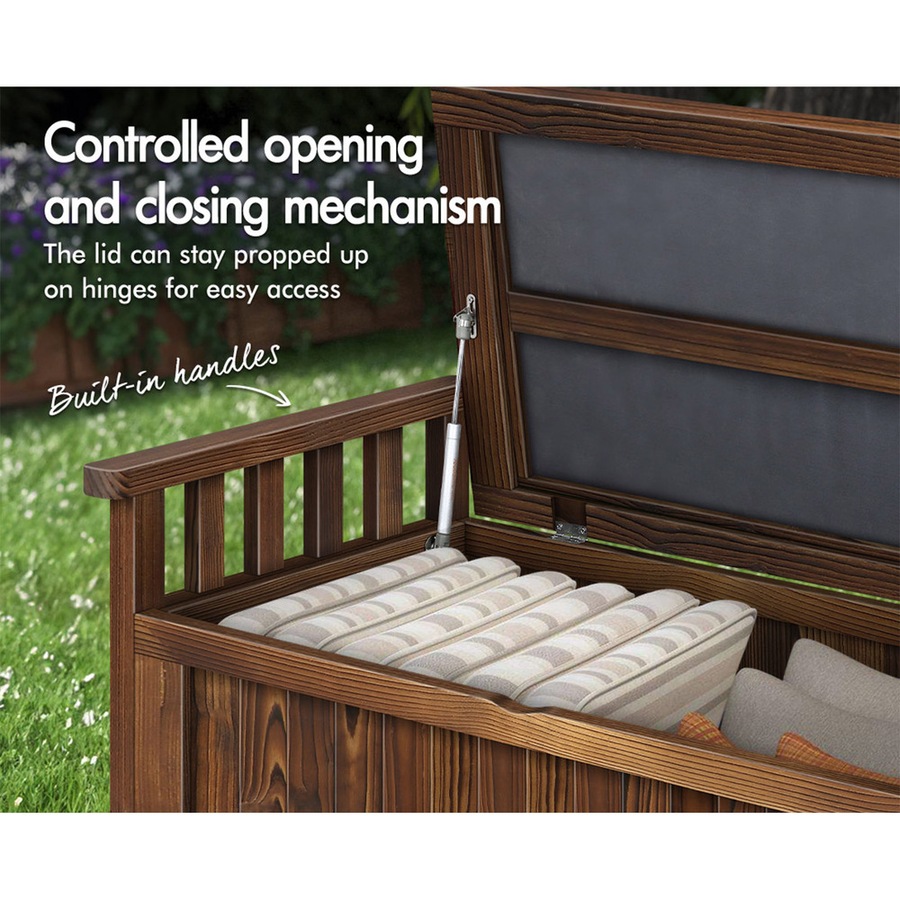 ALFORDSON Outdoor Storage Box 160L Wooden Garden Bench Chest Tool Sheds Charcoal L