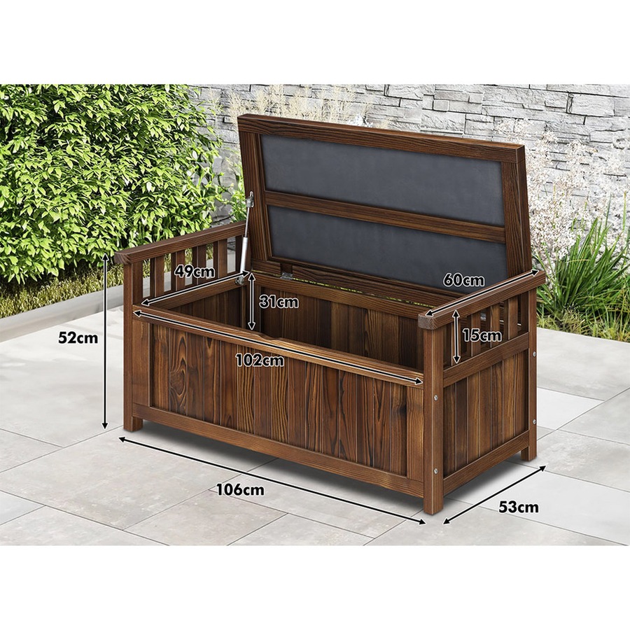 ALFORDSON Outdoor Storage Box 160L Wooden Garden Bench Chest Tool Sheds Charcoal L