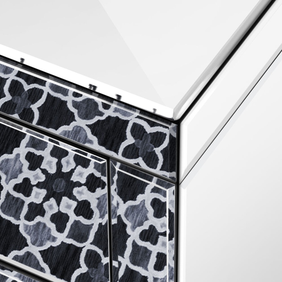 2x ALFORDSON Bedside Table Freya Mirrored Nightstand (Silver)