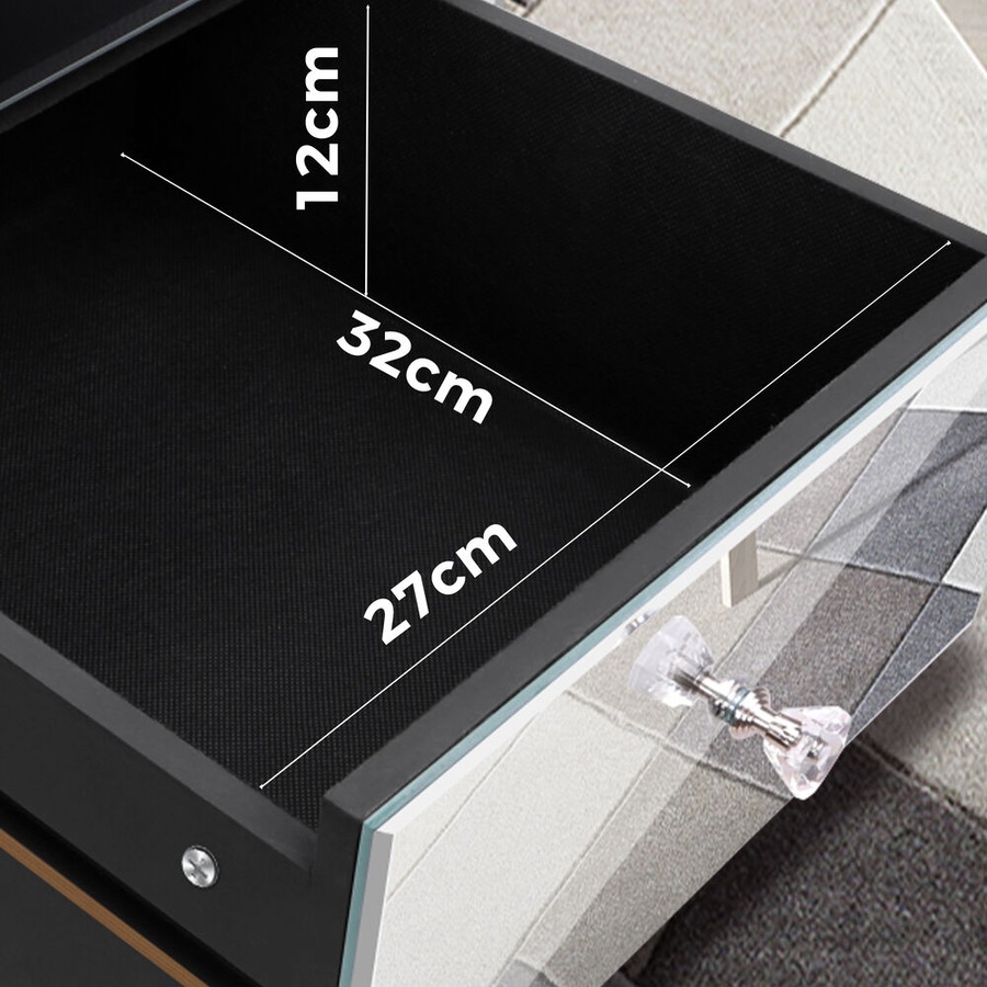 2x ALFORDSON Bedside Table Freya Mirrored Nightstand (Silver)