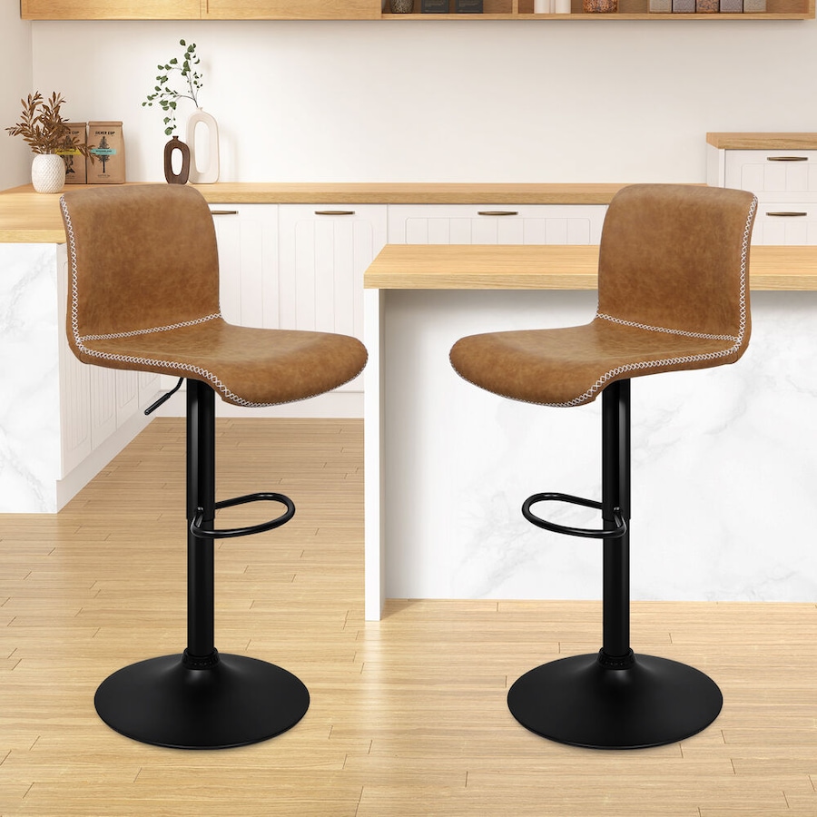 2x ALFORDSON Bar Stools Vintage Leather Brown